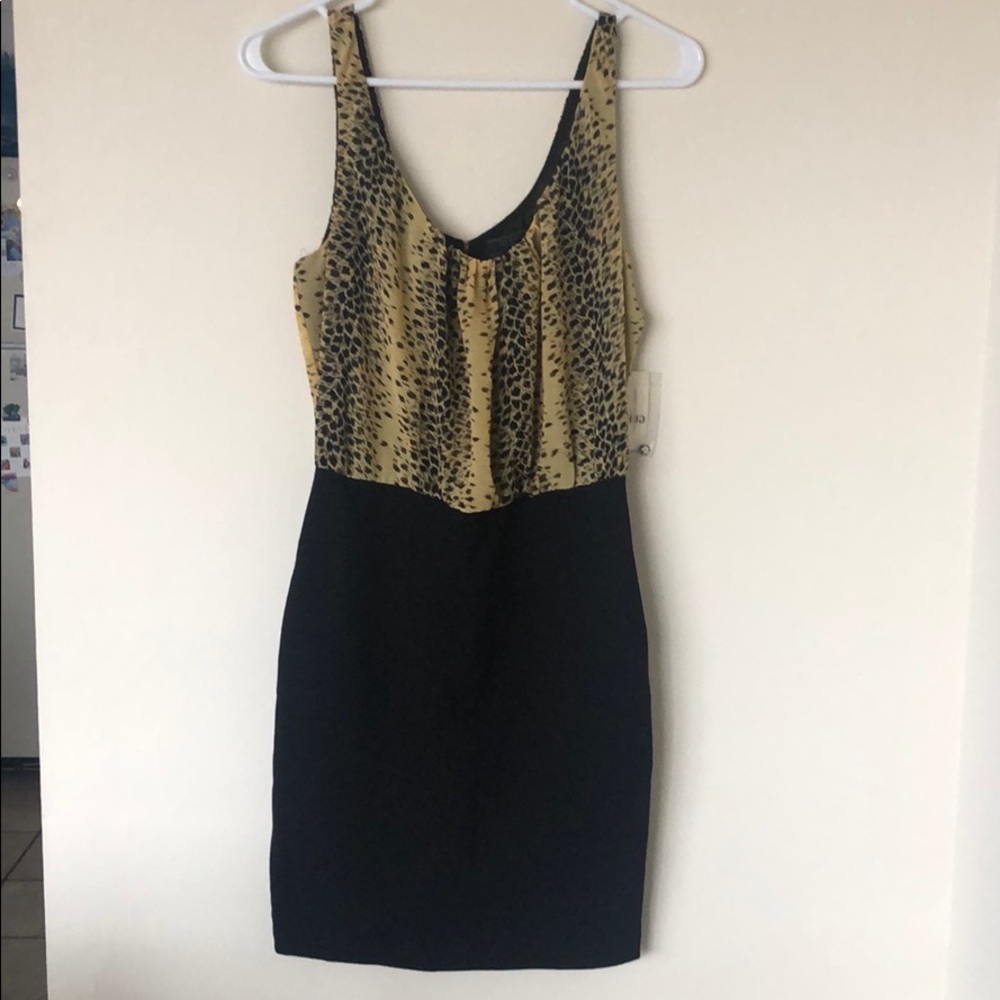 Guess Leopard Print and Black Bodycon Dress